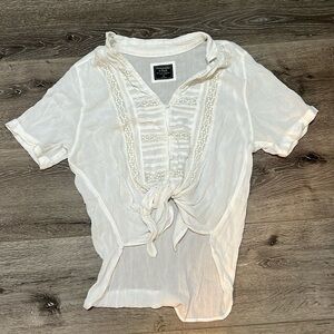 Abercrombie & Fitch Short Sleeve Lace Button Up